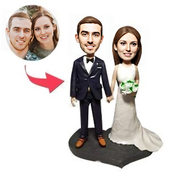 Wedding Couples Custom Bobblehead with Flowers