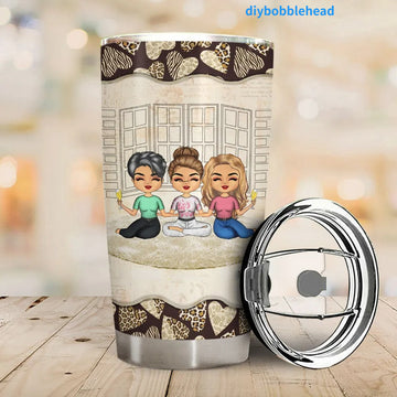Sisters Forever Connected by Heart – Personalized Sibling Gift Tumbler