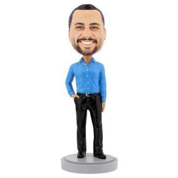 Slender Male Executive with Hand in Pocket – Handmade Personalized