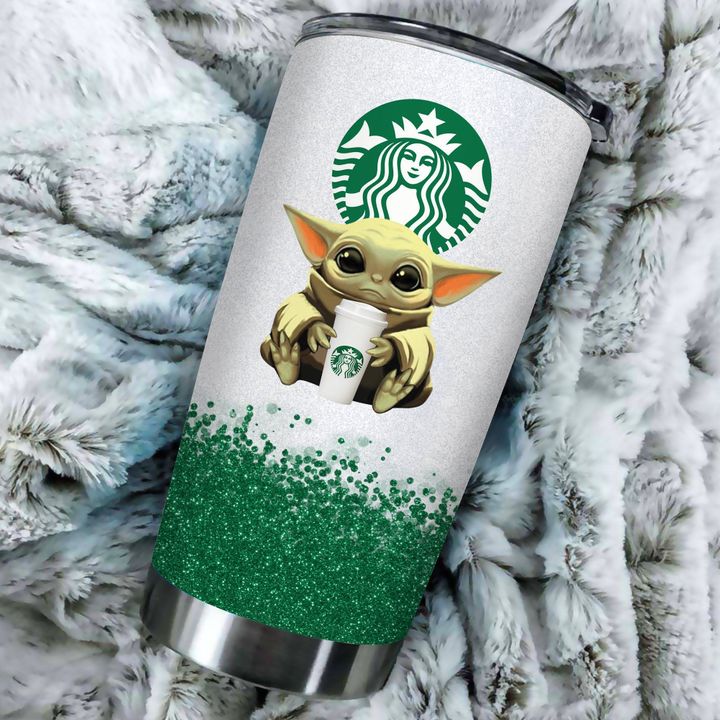 Baby Yoda hug Starbucks tumbler