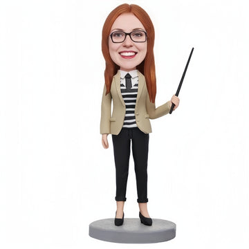 Custom Female Teacher Bobbleheads With Engraved Text
