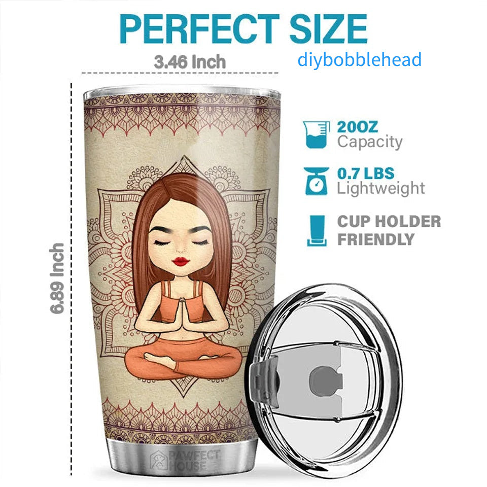 I'm Mostly Peace, Love, and Light" – Personalized  Yoga Lover Tumbler