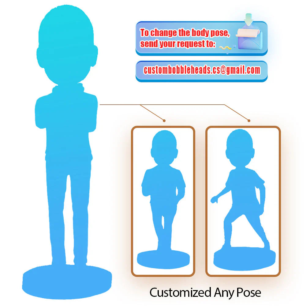 Fully Customizable 1 Person Custom Bobblehead With Engraved Text