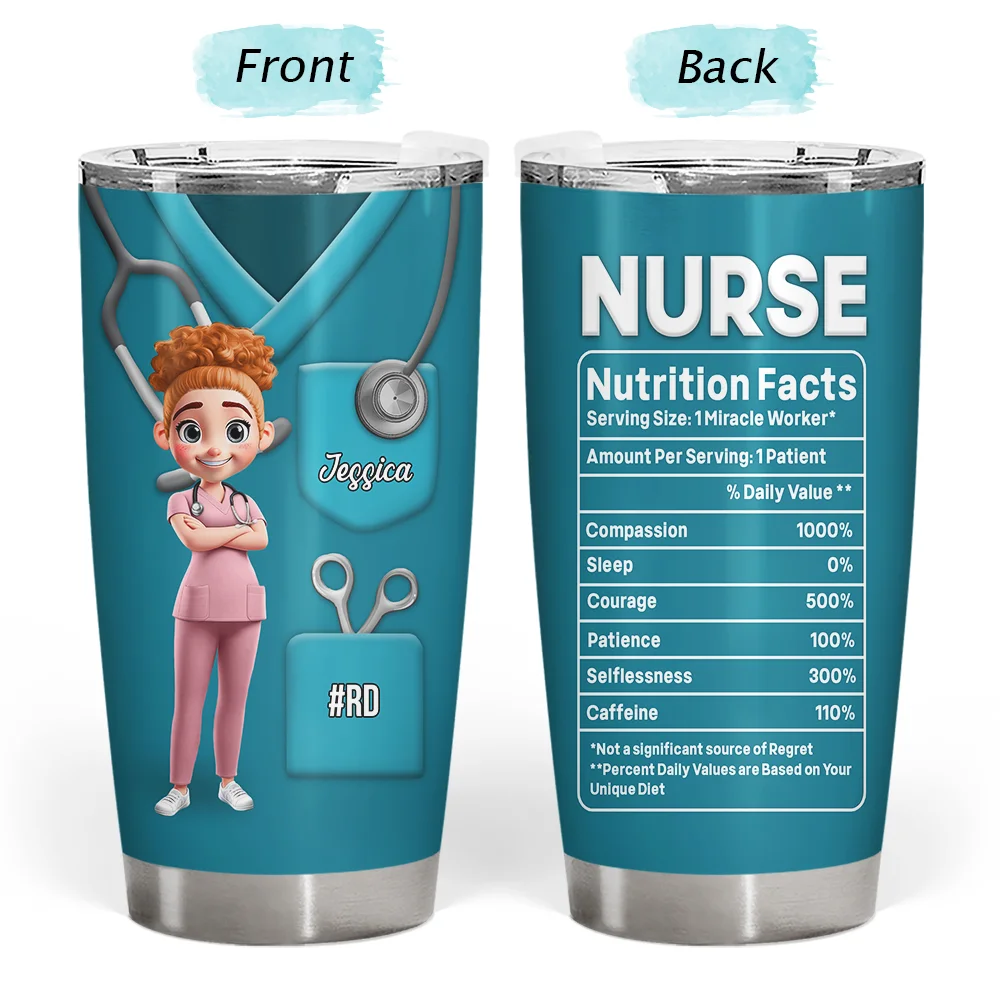 3D Effect Nurse Nutrition Facts - Personalized Tumbler