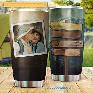 Custom Hiking Couple "Hold Your Hand" Personalized Stainless Steel Tumbler
