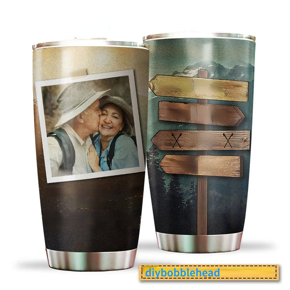Custom Hiking Couple "Hold Your Hand" Personalized Stainless Steel Tumbler