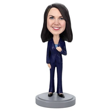 Bobblehead of a female executive in a trouser suit – Handmade Personalized