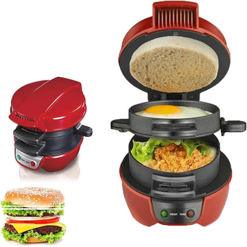 110V Multifunctional Burger Maker – Breakfast Machine for Eggs, Steak & Sandwiches