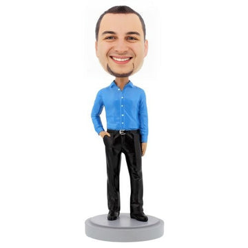 Custom Slender Male Executive Bobblehead – Premium Personalized Figurine with Hand in Pocket