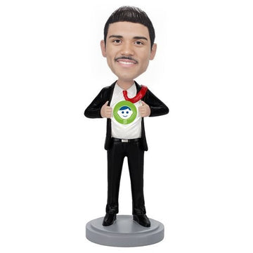 Custom Superhero Businessman Bobblehead – Personalized Executive Hero Figurine