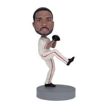 Left-Handed Baseball Pitcher - Premium Character Bobblehead- Handmade Personalized