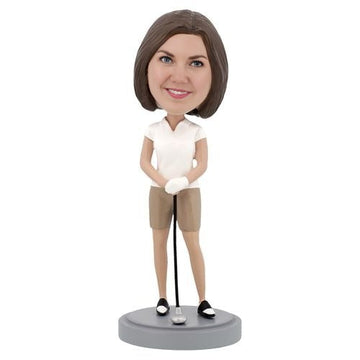 Female Golfer - Premium Figure Bobblehead – Handmade Personalized